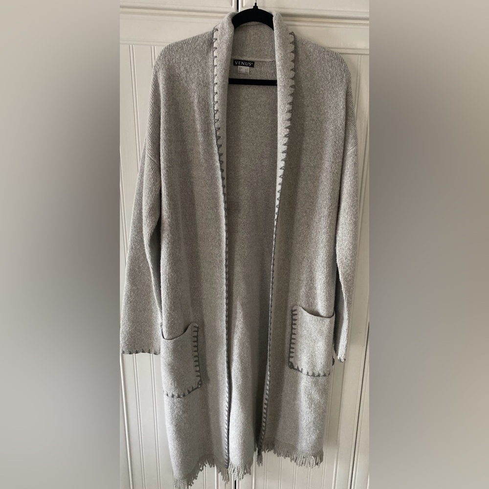 VENUS Women's Gray Open Cardigan